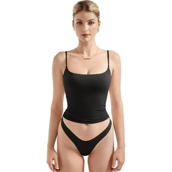 Y2K Square Neck Backless Tank Top Sexy Crop Cami Adjustable Straps Clubwear - Picture 1 of 8
